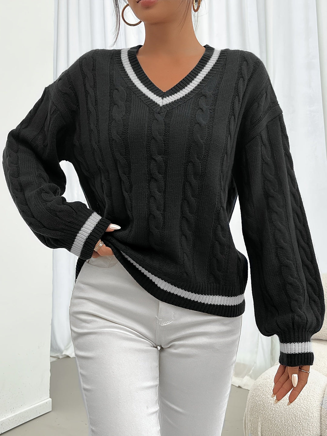 Knit Sweater with Refined Details - Aurora-Blue-S-The Livary