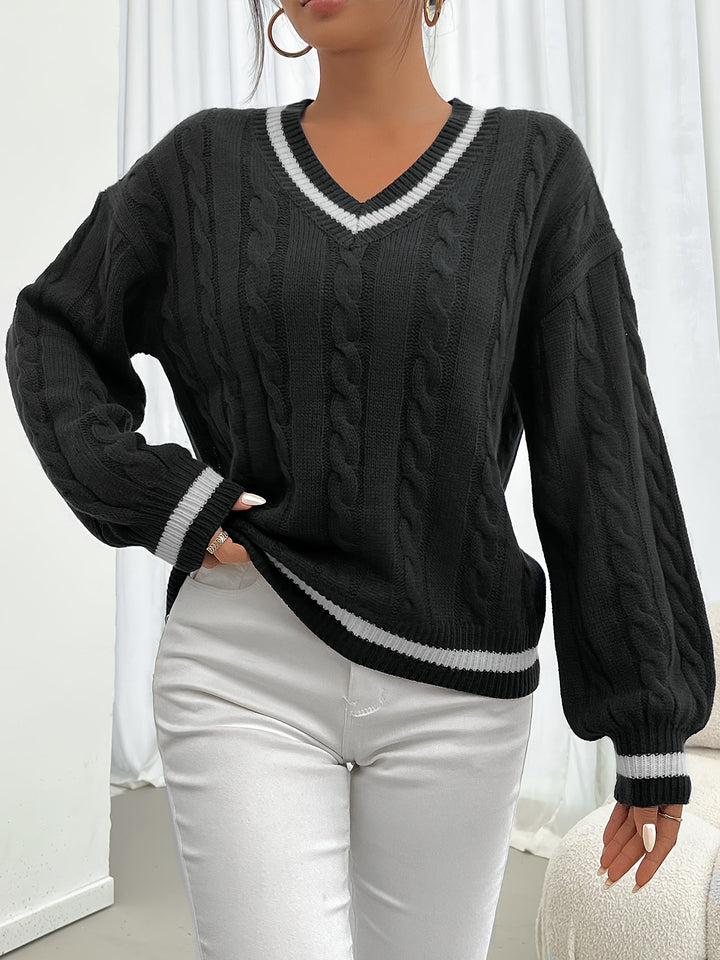 Knit Sweater with Refined Details - Aurora-Blue-S-The Livary