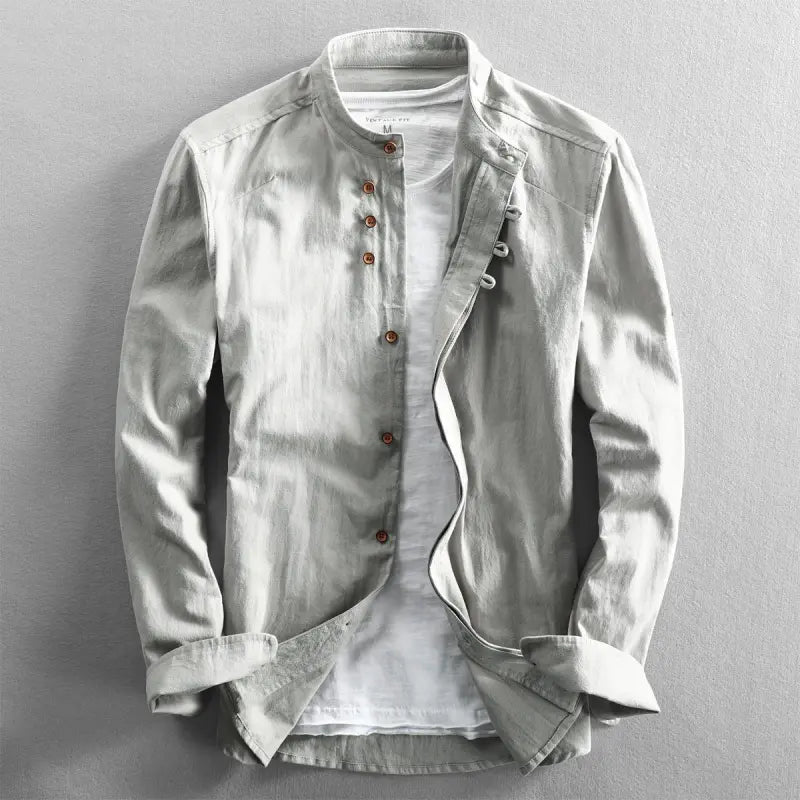 Stylish men's casual shirt with button placket – Benno-Light grey-S-The Livary
