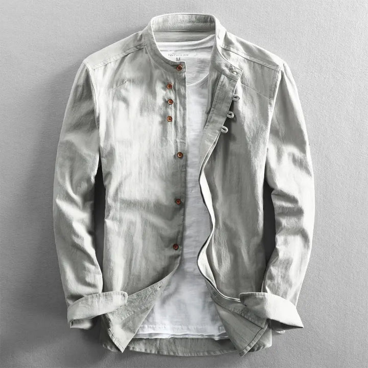 Stylish men's casual shirt with button placket – Benno-Light grey-S-The Livary