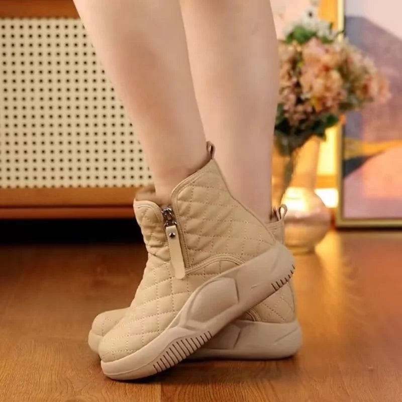 Cute Warm Ladies' Boots - Luna-Khaki-2.5-The Livary