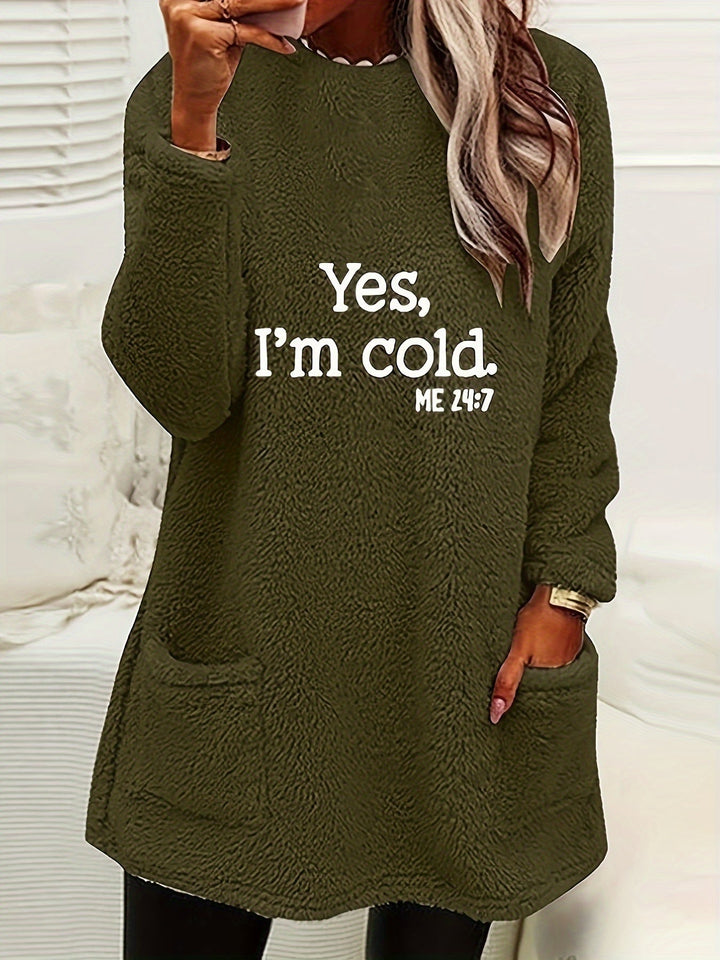 Comfortable Fleece Sweatshirt with Print - Luna-Olive green-S-The Livary