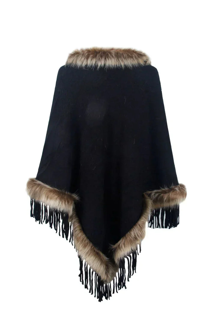 Stylish Winter Poncho for Women - Sophie-Black-S-The Livary