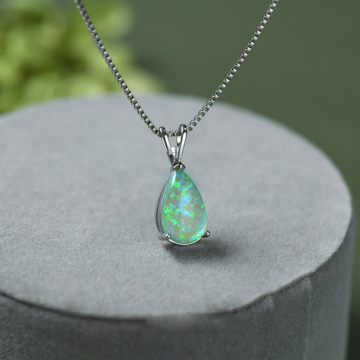 AA OUT OF STOCK Minimalist Drop Opal Pendant Necklace - Selina-White Opal-Rose gold-The Livary