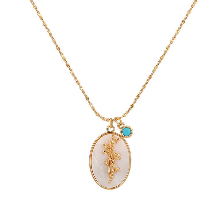Birthstone with Birth Flowers Necklace - Aurora-December - Christmas Star-The Livary