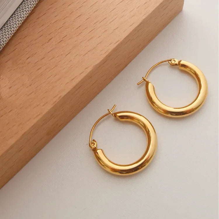 Golden Hoop Earrings - Aurélie-The Livary