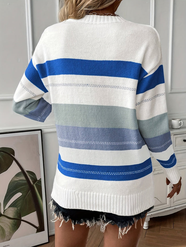 Trendy Colour Block Sweater with Round Neck - Felicity-Mixed-S-The Livary