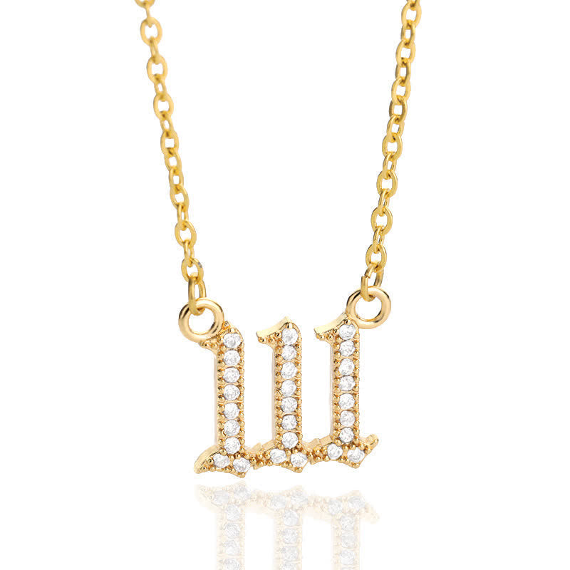 Zirconia Angel Numbers Necklace - Seraphina-Gold-111-The Livary