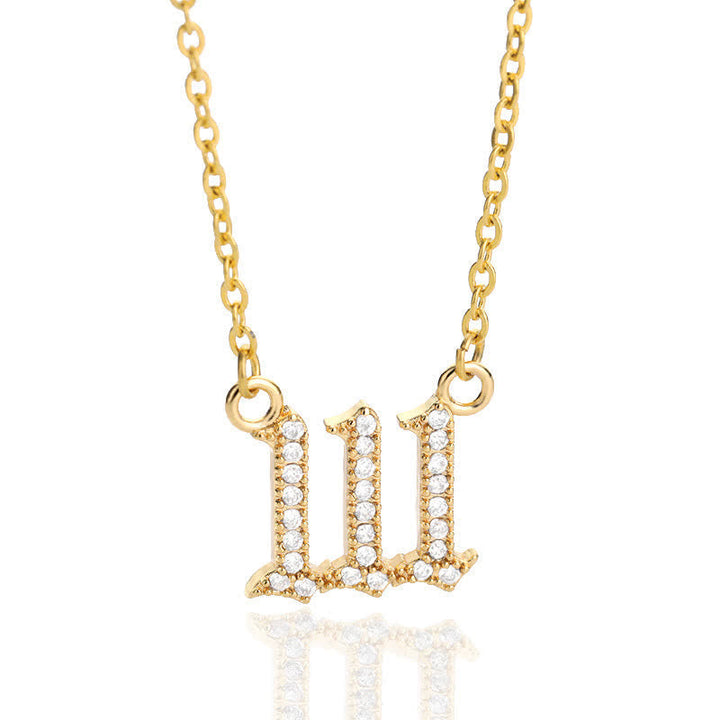 Zirconia Angel Numbers Necklace - Seraphina-Gold-111-The Livary