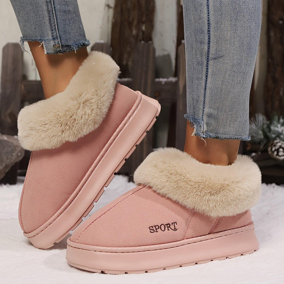 Warm Plush Ladies Slippers with Non-slip Sole - Sienna-Pink-2.5-The Livary