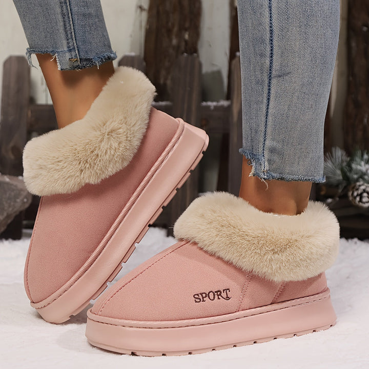 Warm Plush Ladies Slippers with Non-slip Sole - Sienna-Pink-2.5-The Livary