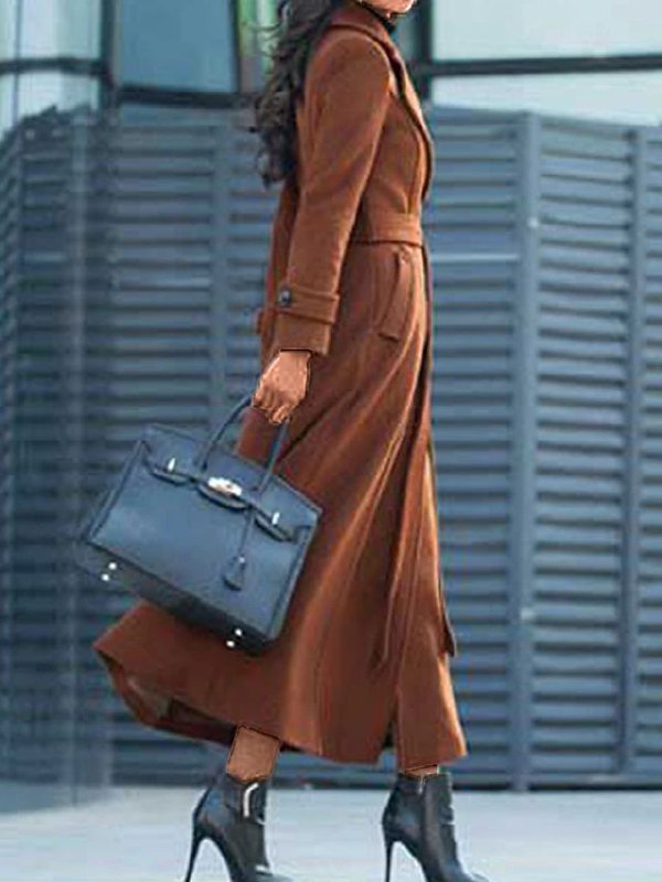 Stylish Wool Ladies' Coat - Elora-Brown-S-The Livary