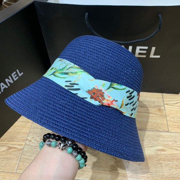 Summer sunhat with bow and wide brim – ShadeRibbon-Navy blue-One size fits all-The Livary