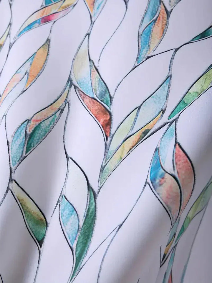 Trendy women's blouse with abstract pattern and button placket – Marlene-White-XS-The Livary