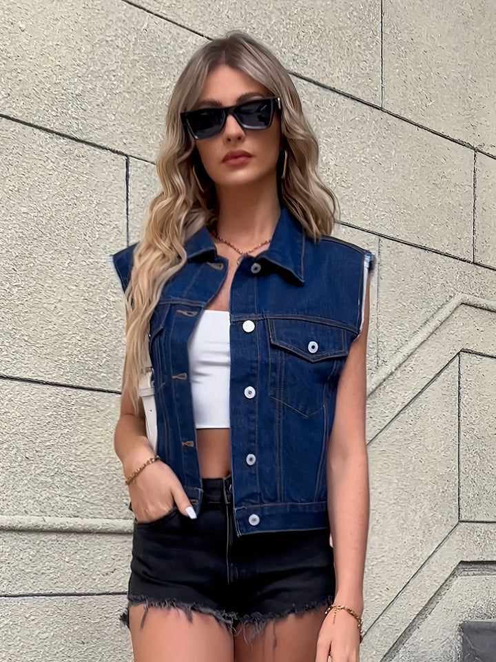 Trendy Sleeveless Denim Vest - Mila-Light blue-XS-The Livary
