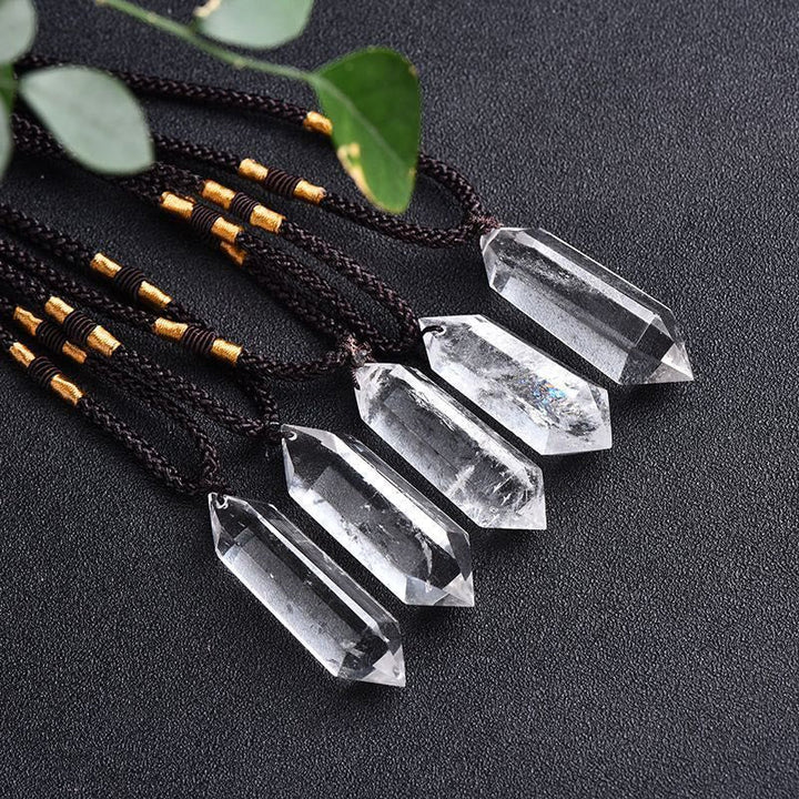Natural Crystal Amethyst Healing Necklace - Lyra-Clear Crystal-The Livary