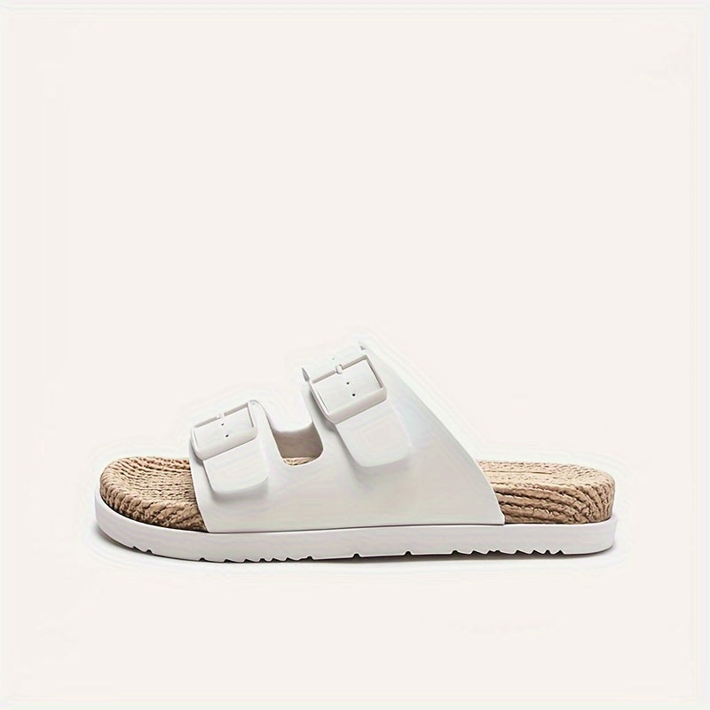 Stylish men's summer slip-ons with adjustable straps - GripStep-White-6.5-The Livary