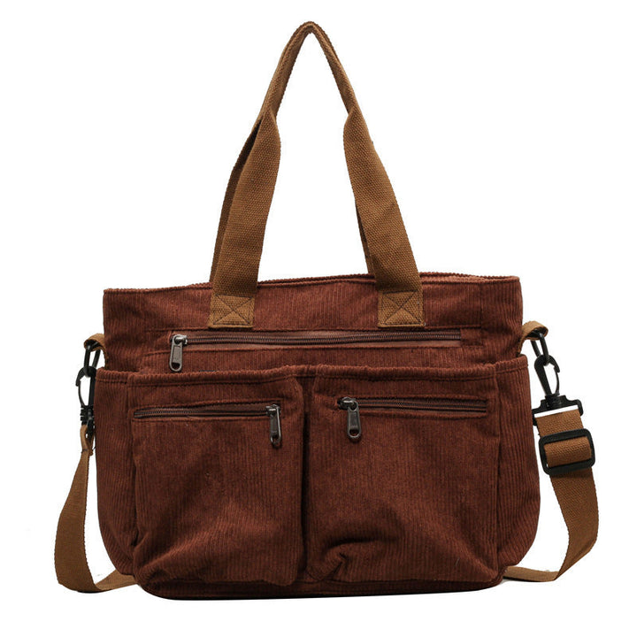 Trendy Corduroy Shoulder Bag - VelvetVogue-Beige-The Livary