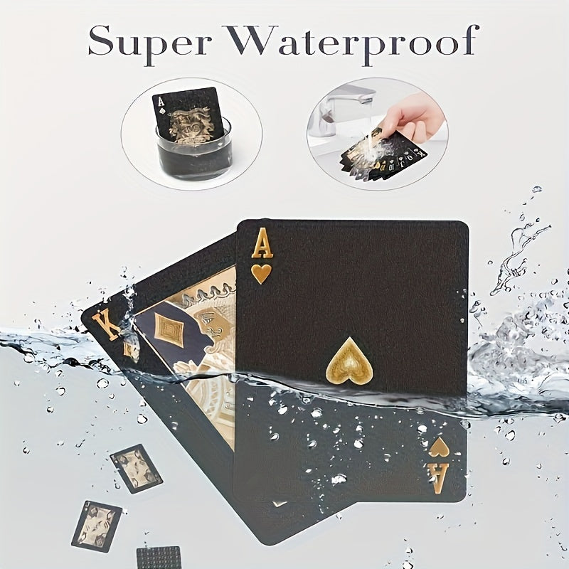 Luxury Black Playing Cards - Waterproof & Flexible with Storage Box - Noctura