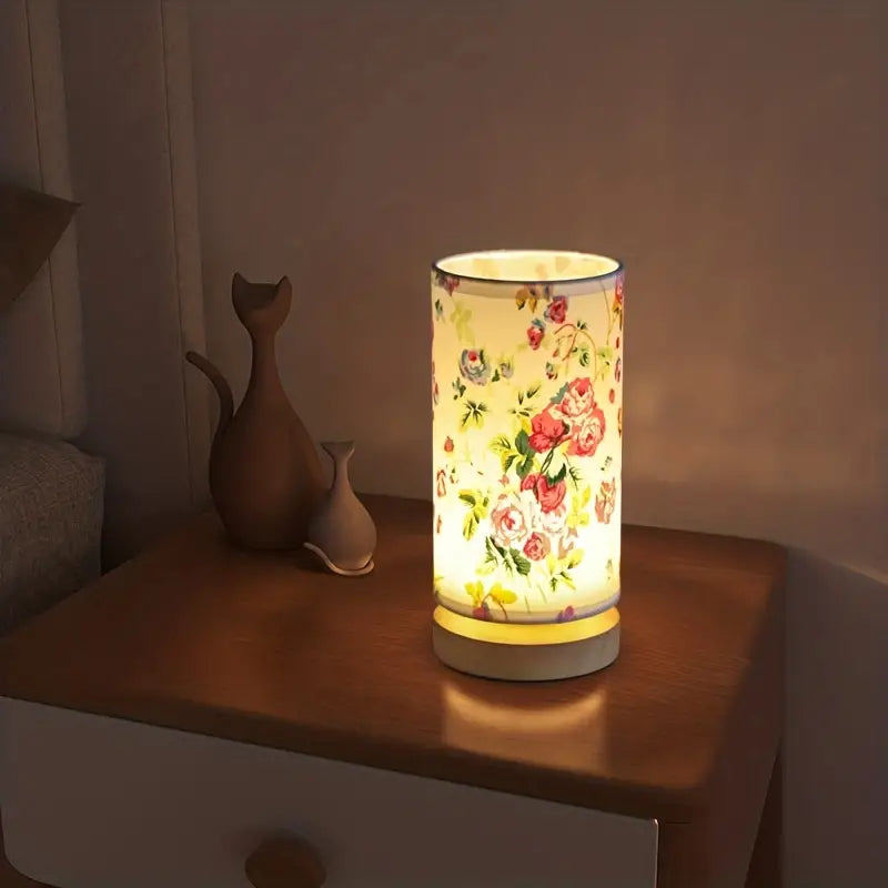 Linen Look Night Light - LinoGlow-With flowers-The Livary