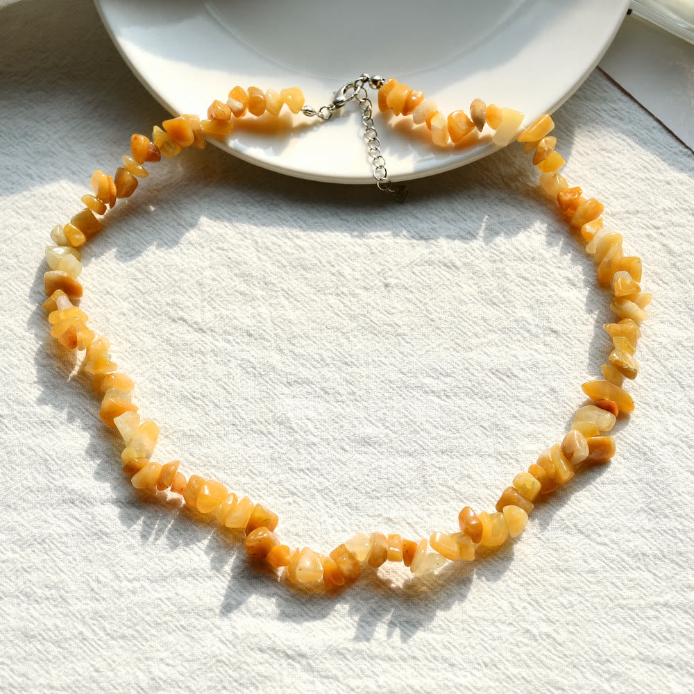 Stylishly Shaped Polished Crystal Necklace - Lina-Yellow Jade-The Livary