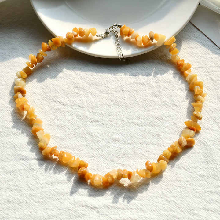 Stylishly Shaped Polished Crystal Necklace - Lina-Yellow Jade-The Livary