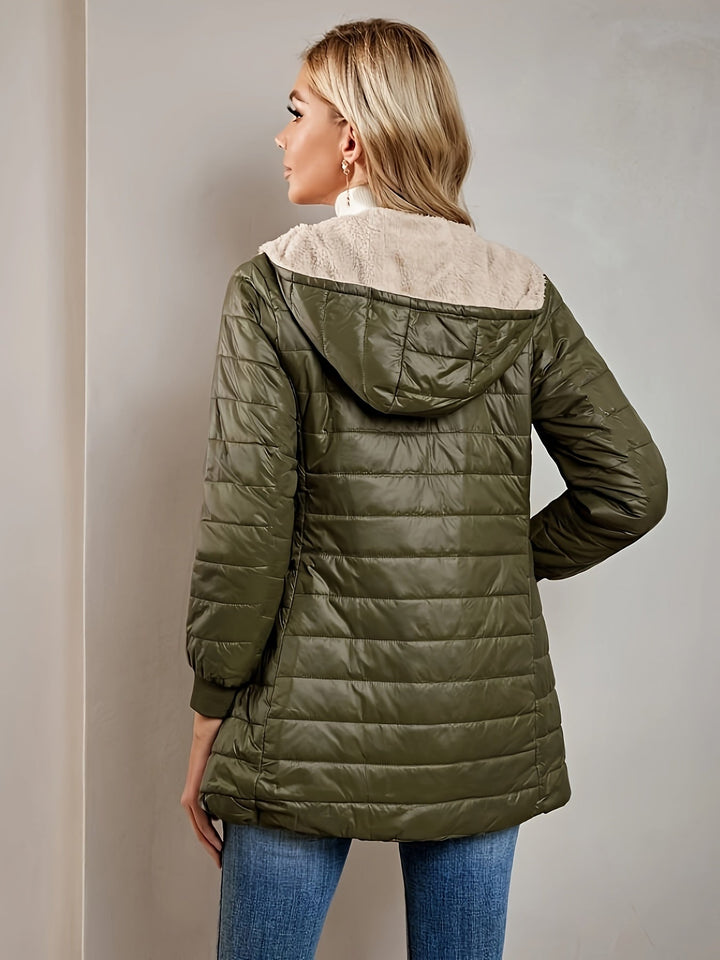 Fleece Lined Women's Jacket with Zip - Eliza-Black-XS-The Livary
