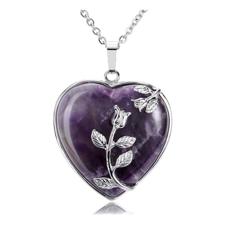 Stylish Heart-Shaped Rose Quartz Necklace - Amara-Amethyst-The Livary