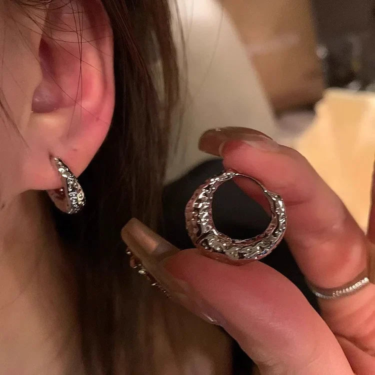 Stylish Hoop Earrings - Noor-Silver-The Livary