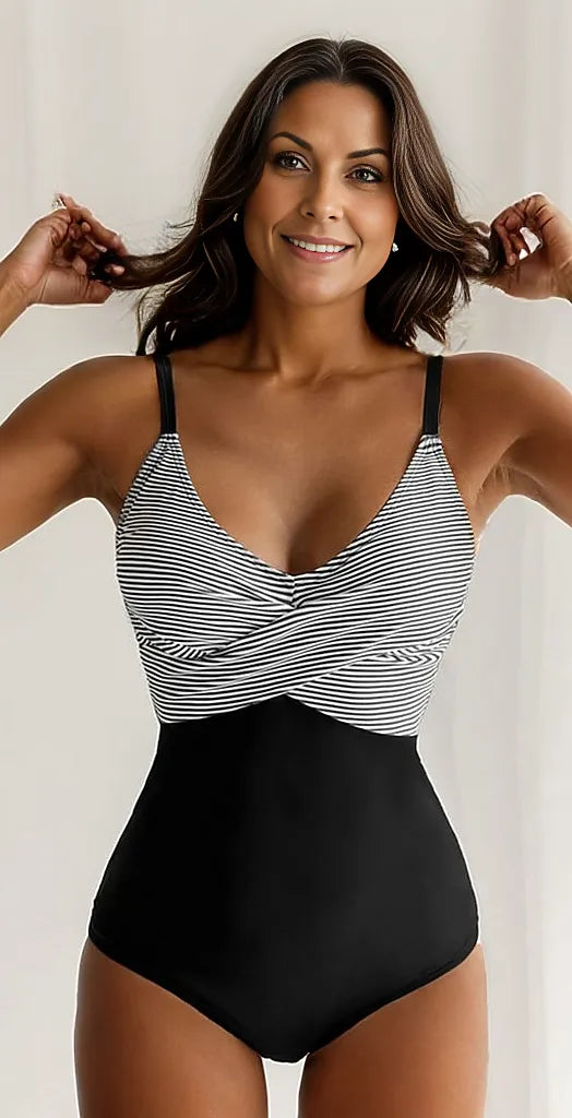 Striped swimsuit with adjustable straps – Leona-S-The Livary