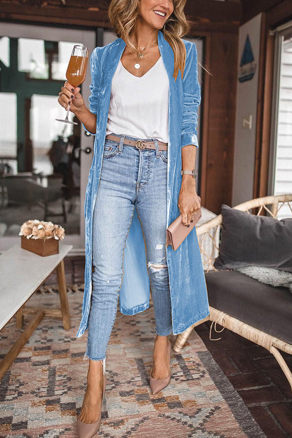 Ladies Stylish Suede Kimono Jacket - Isabella-Blue-S-The Livary