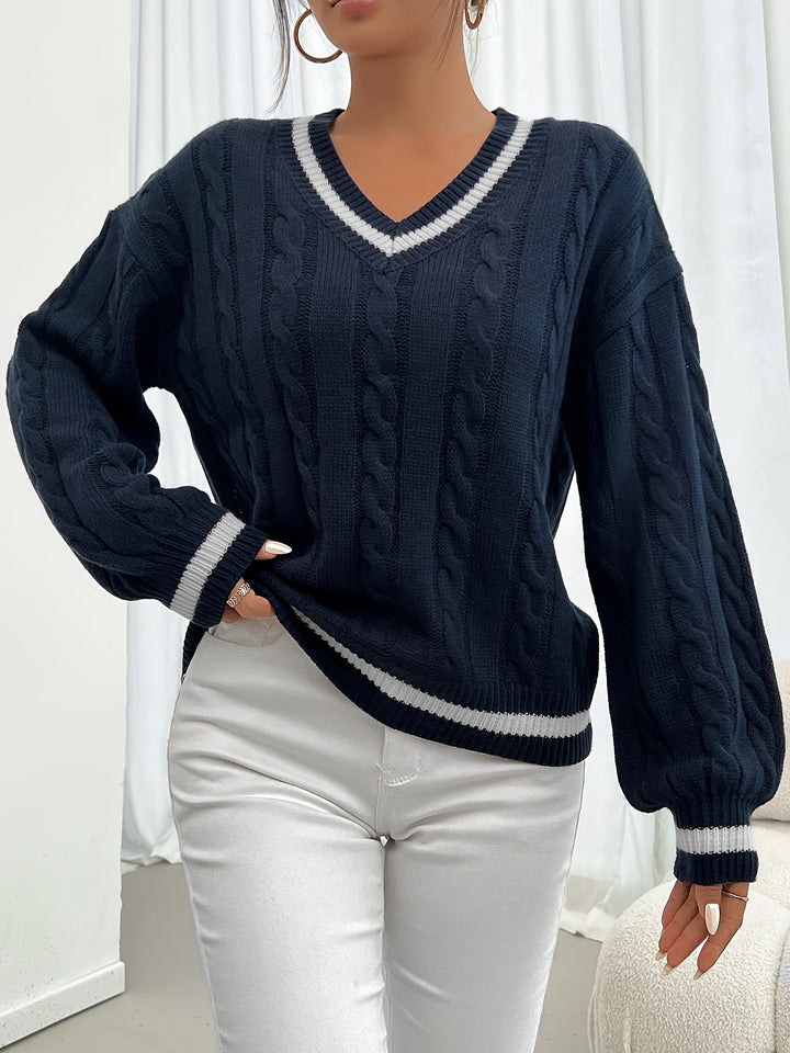 Knit Sweater with Refined Details - Aurora-Blue-S-The Livary