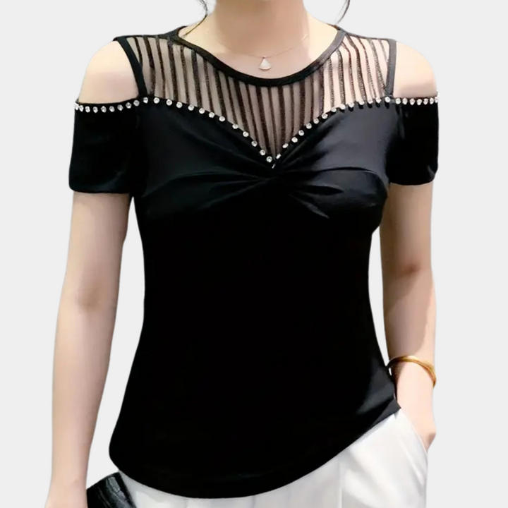 Trendy Cold-Shoulder Top for Women - Fenna-Red-XS-The Livary