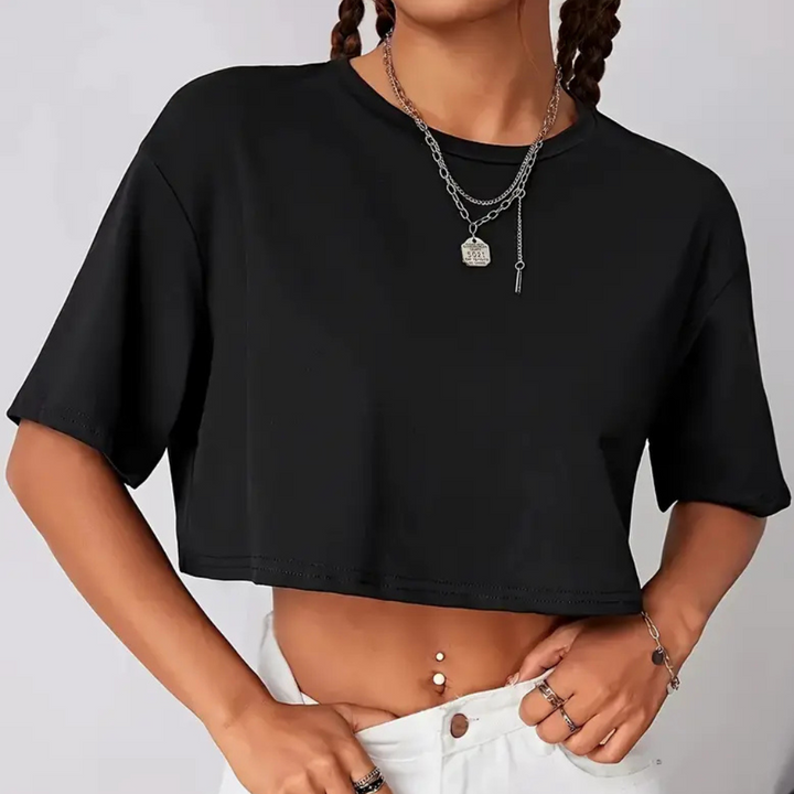 Comfortable Black T-shirt for Women - Livia-XS-The Livary