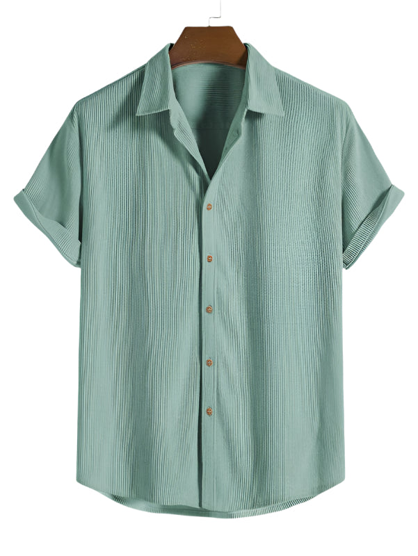 Trendy men's summer set with striped design - Beach Style-Beige-The Livary