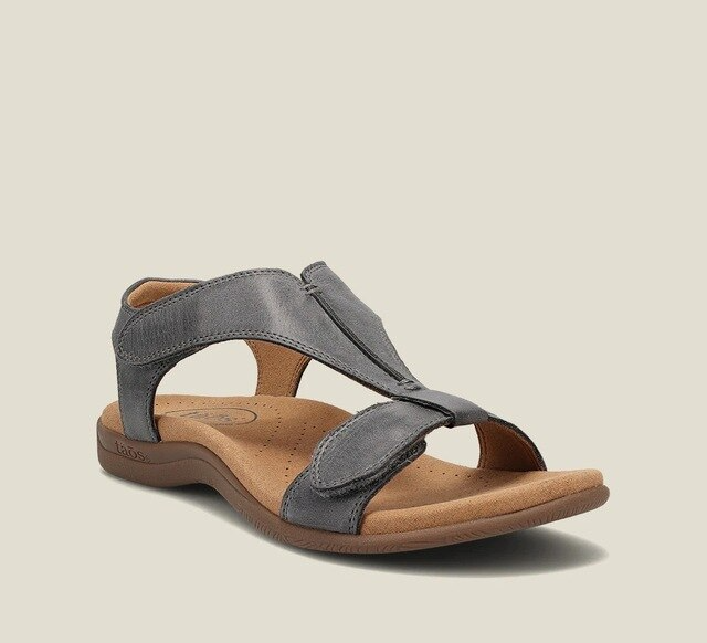 Orthopaedic ladies' sandals with wedge heel & comfort sole – Eleni-Grey-3-The Livary