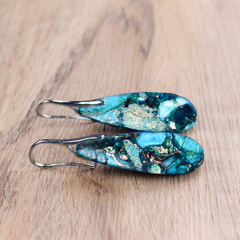 Droplet-shaped Emperor Stone Earrings - Amara-Purple-The Livary