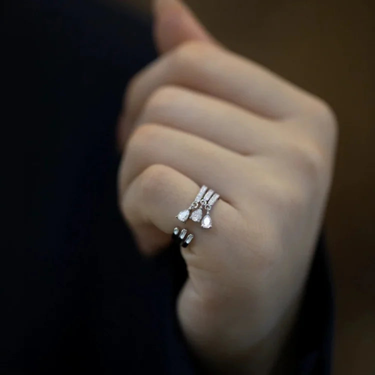Adjustable Water Drop Ring - Isaline-Gold-The Livary