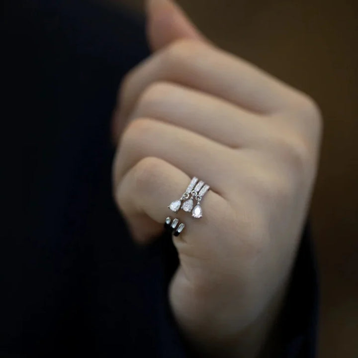 Adjustable Water Drop Ring - Isaline-Gold-The Livary