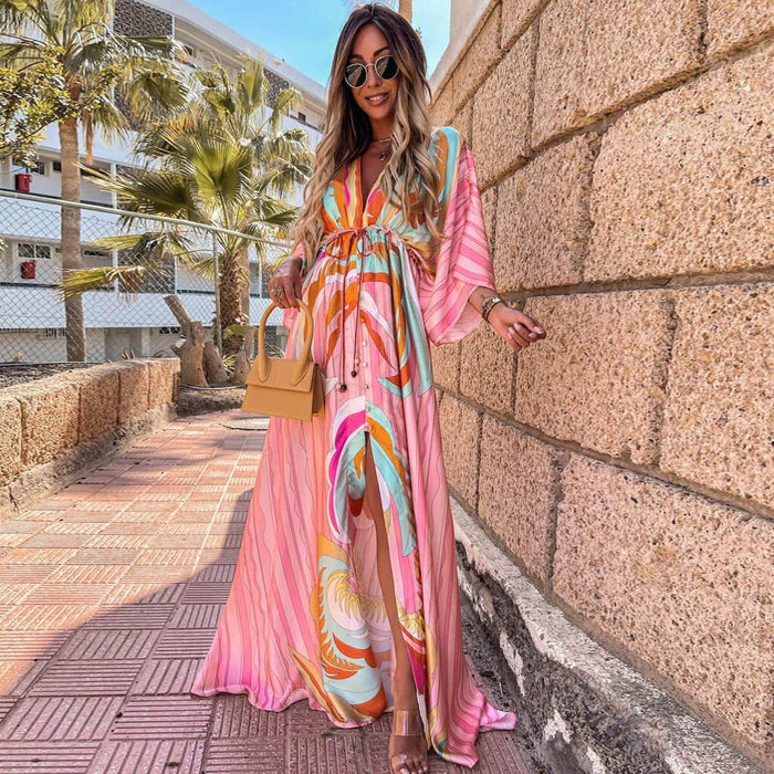 Stylish Beach Dress with Print - Zamara-Light pink-S-The Livary