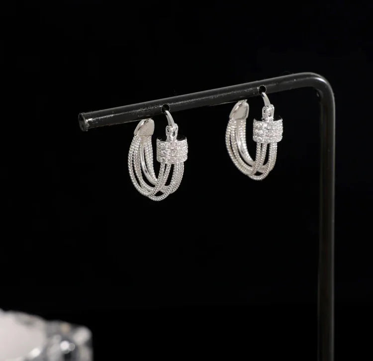 Geometric Stud Earrings - Aria-Silver-The Livary