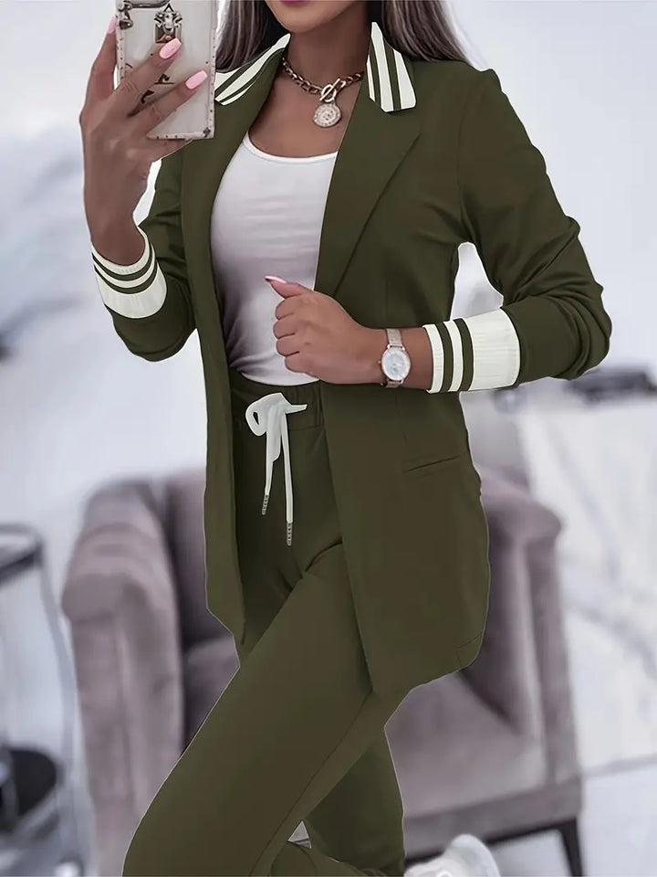 Casual Streetwear Striped Set - Sophie-Olive green-M-The Livary