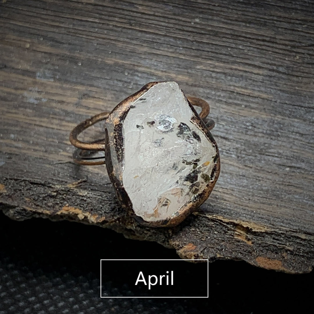 Natural Raw Birthstone Ring - Selina-January & Pomegranate-The Livary