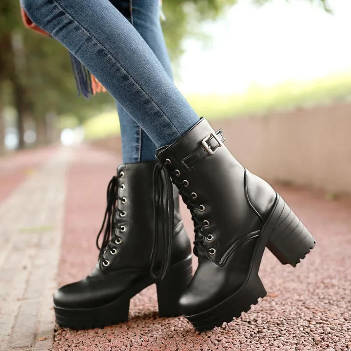 Cool Lace-up Shoes with Buckle and Profile Sole - Luna-Black-2.5-The Livary