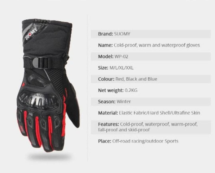 Waterproof Motorcycle Gloves for Winter - ShieldRide-Black-M-The Livary