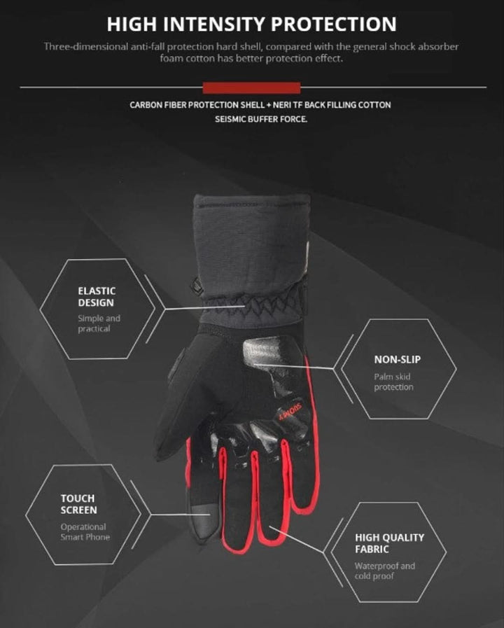 Waterproof Motorcycle Gloves for Winter - ShieldRide-Black-M-The Livary
