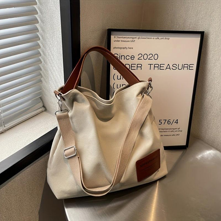 Stylish Canvas Shoulder Bag - Sienna-Cream white-The Livary