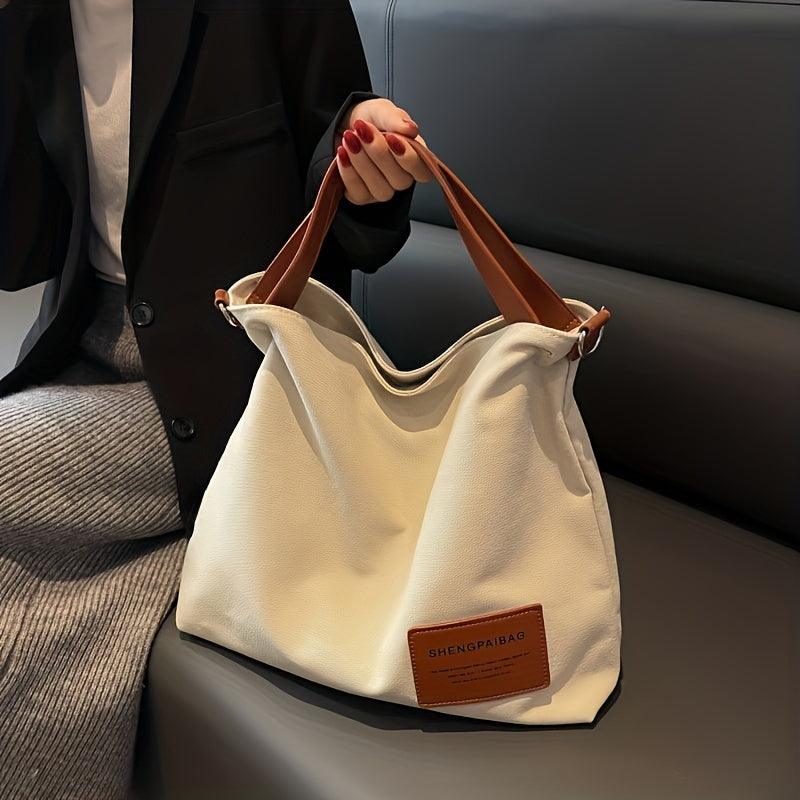 Stylish Canvas Shoulder Bag - Sienna-Cream white-The Livary