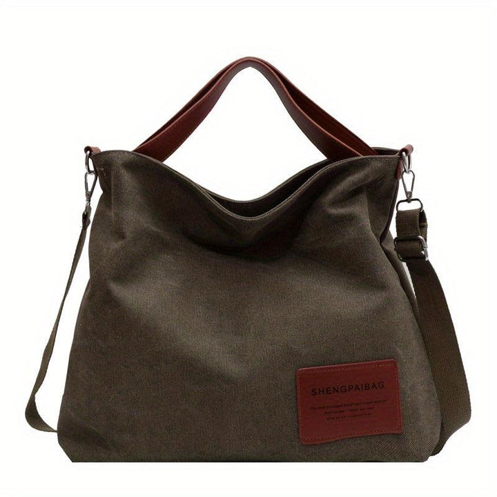 Stylish Canvas Shoulder Bag - Sienna-Green-The Livary