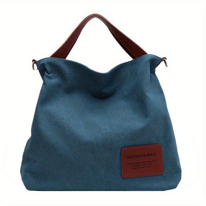 Stylish Canvas Shoulder Bag - Sienna-Blue-The Livary